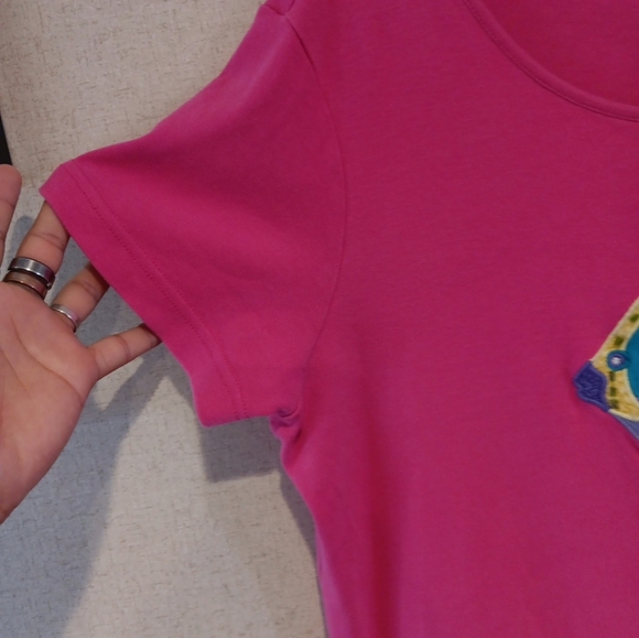 Vintage Go Softly Patip Pink Fish Print Dress 100%cotton Size L - Picture 6 of 8